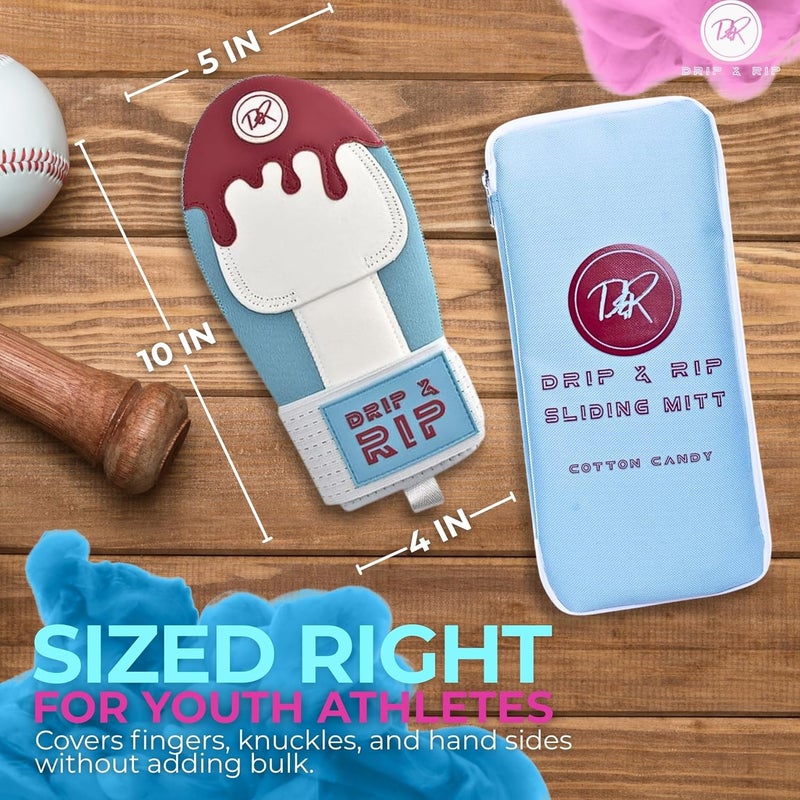 Drip & Rip Sliding Mitt Youth for Baseball & Softball - Ice Cream Sliding Mitt Design with Hand Protection - Base Running, Breathable, Durable, Ambidextrous - Ages 10+ - Image 5